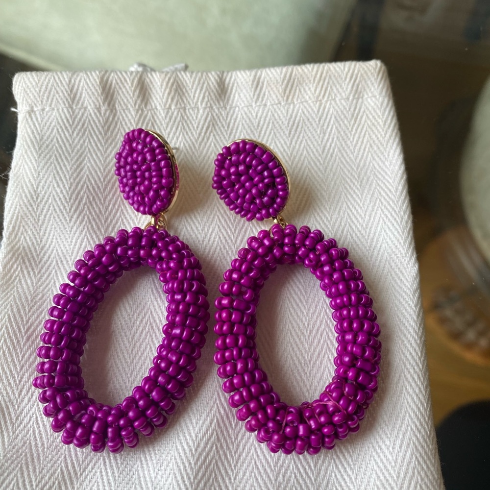Striking Purple Beaded Statement Earrings